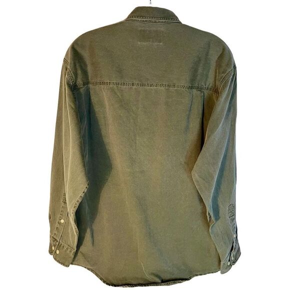 Vtg Field Gear Olive Green Canvas Button Front Long Sleeve Field Shirt Men’s S - Picture 2 of 7
